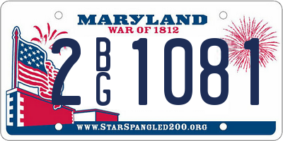 MD license plate 2BG1081