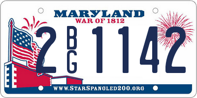 MD license plate 2BG1142