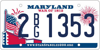 MD license plate 2BG1353
