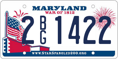 MD license plate 2BG1422