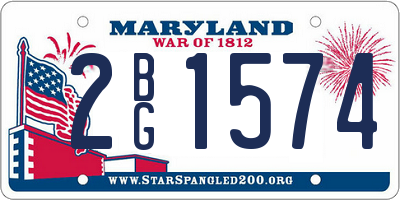 MD license plate 2BG1574