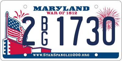 MD license plate 2BG1730