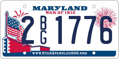 MD license plate 2BG1776