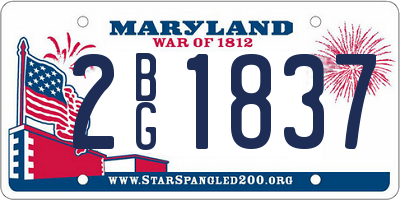 MD license plate 2BG1837