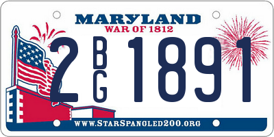 MD license plate 2BG1891