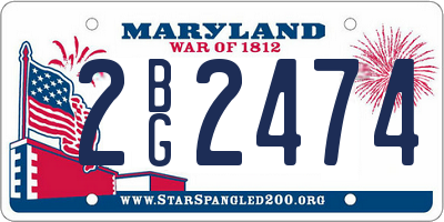 MD license plate 2BG2474