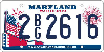 MD license plate 2BG2616