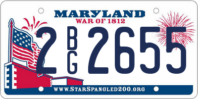 MD license plate 2BG2655