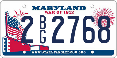 MD license plate 2BG2768