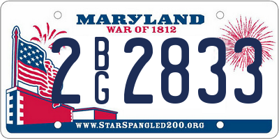 MD license plate 2BG2833