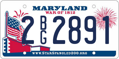 MD license plate 2BG2891