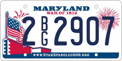 MD license plate 2BG2907