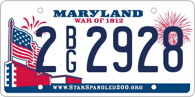 MD license plate 2BG2928