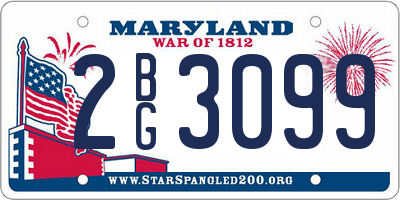 MD license plate 2BG3099