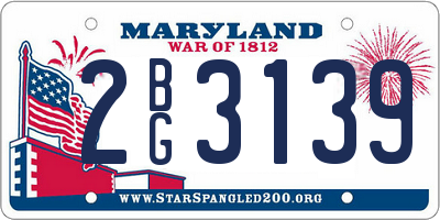 MD license plate 2BG3139