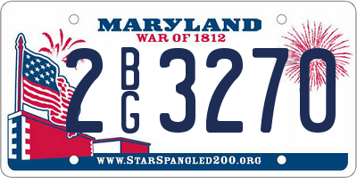 MD license plate 2BG3270