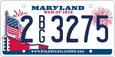 MD license plate 2BG3275