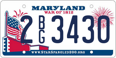MD license plate 2BG3430