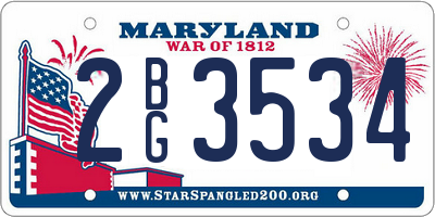 MD license plate 2BG3534