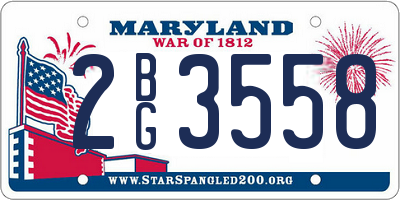 MD license plate 2BG3558
