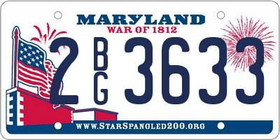 MD license plate 2BG3633