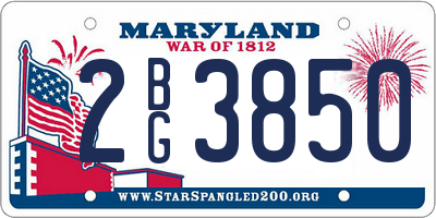 MD license plate 2BG3850
