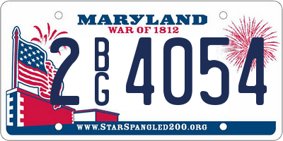 MD license plate 2BG4054