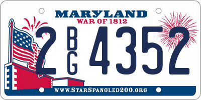 MD license plate 2BG4352