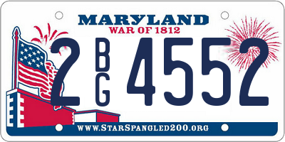 MD license plate 2BG4552