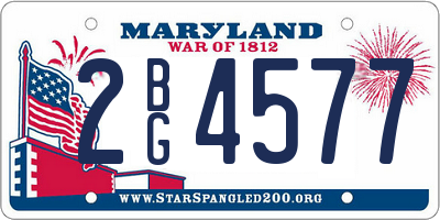 MD license plate 2BG4577