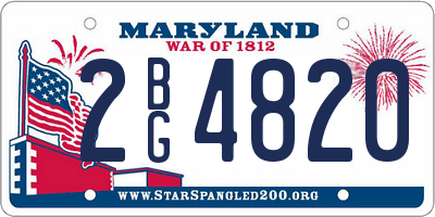 MD license plate 2BG4820