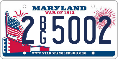 MD license plate 2BG5002