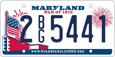 MD license plate 2BG5441