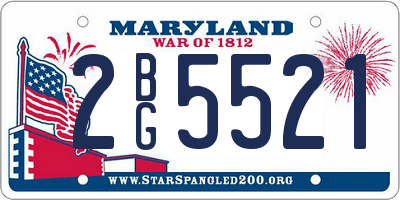 MD license plate 2BG5521