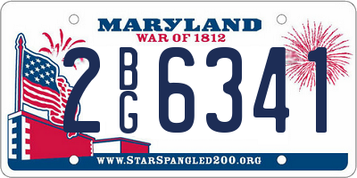 MD license plate 2BG6341