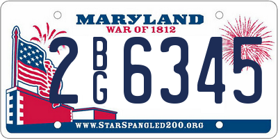 MD license plate 2BG6345