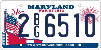 MD license plate 2BG6510