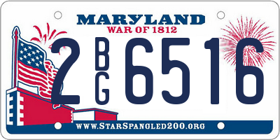 MD license plate 2BG6516