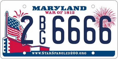 MD license plate 2BG6666
