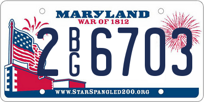 MD license plate 2BG6703