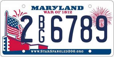 MD license plate 2BG6789