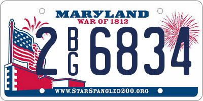 MD license plate 2BG6834