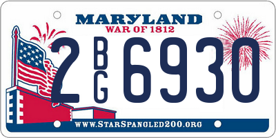 MD license plate 2BG6930