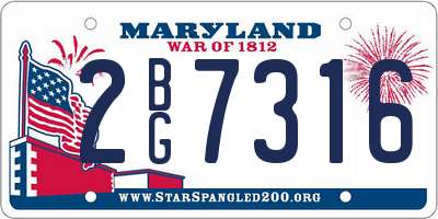 MD license plate 2BG7316