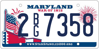 MD license plate 2BG7358