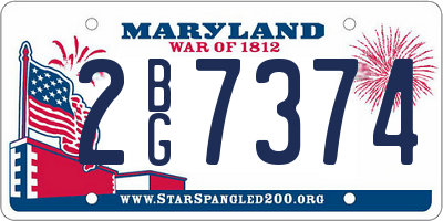 MD license plate 2BG7374