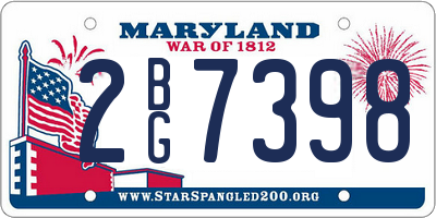 MD license plate 2BG7398