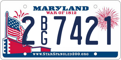 MD license plate 2BG7421