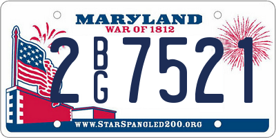 MD license plate 2BG7521