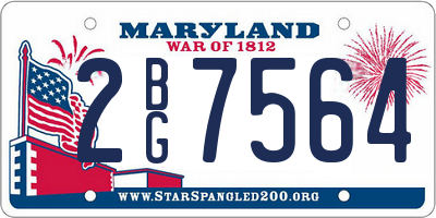 MD license plate 2BG7564